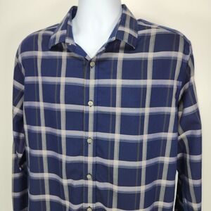 UNTUCKit Shirt Mens XL Slim Fit Wrinkle Free Navy Blue Cotton Button Up Long Slv